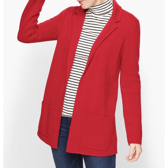 Talbots Sweaters - Talbots Open Sweater Blazer Women's Sz S Merino Wool Blend Knit Jacket Red
